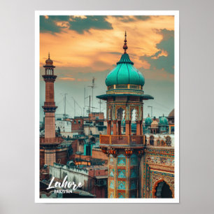 Lahore Pakistan Art-resande berömd ställe Poster