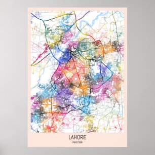 Lahore Pakistan City Karta Poster