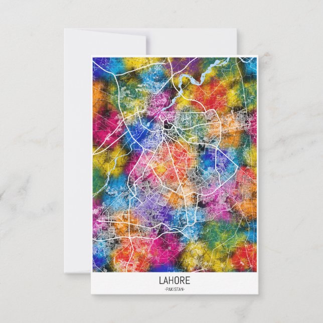 Lahore Pakistan City Karta Tack Kort (Framsida)
