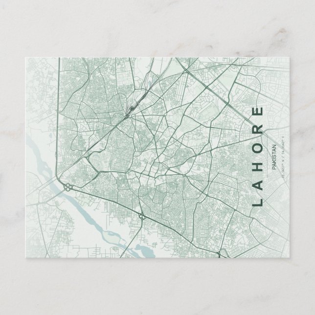 Lahore Pakistan Karta Minimal Vykort (Framsida)