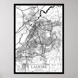 Lahore Pakistan Karta Poster
