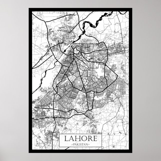 Lahore Pakistan Karta Poster (Framsidan)