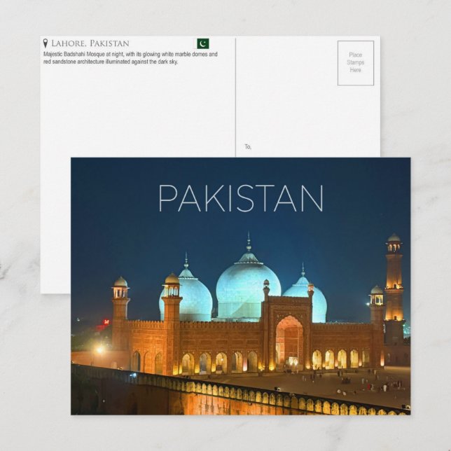 Lahore, Pakistan Resemotiv vykort (Fram/baksida)