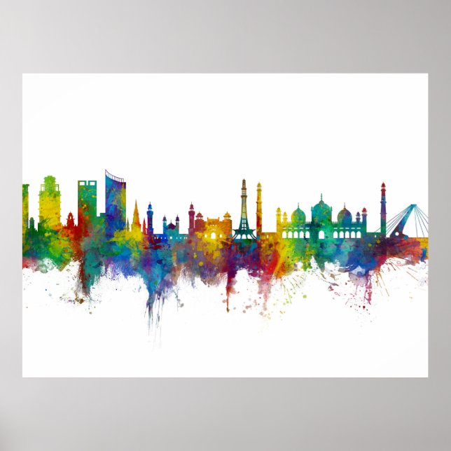Lahore Pakistan Skyline Poster (Framsidan)
