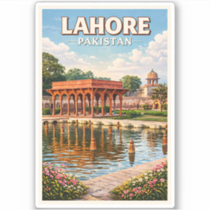 Lahore Pakistan Trädgårdar Illustration Resa Konst Klistermärken