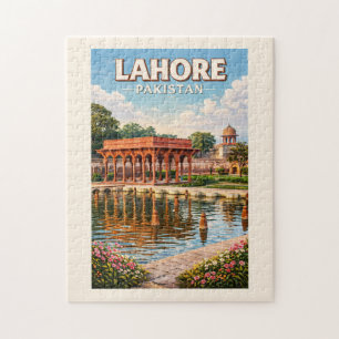 Lahore Pakistan Trädgårdar Illustration Resa Konst Pussel
