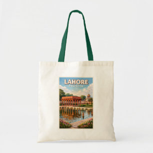 Lahore Pakistan Trädgårds Illustration Resa Konst Tygkasse