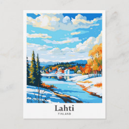 Lahti Finland Återblick Resa Porträtt Illustration Vykort