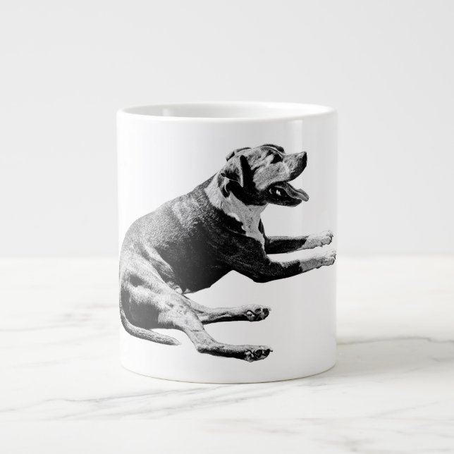 Laid-Back Pitbull Mix—Monochrome Lounge Jumbo Mugg (Framsidan)