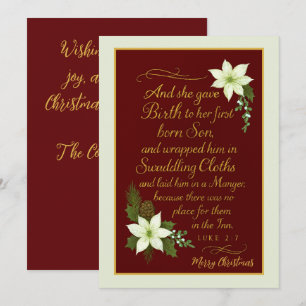 Laid in a Manger - Luke 2:7 God jul Julkort