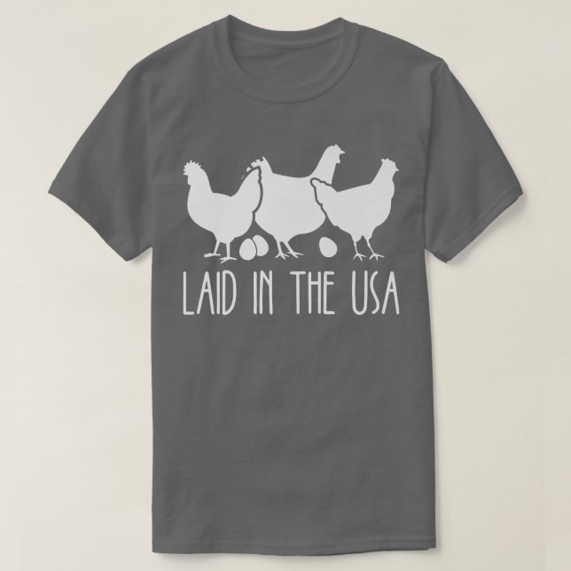 Laid in USA Funny Chicken Farmer T Shirt (Design framsida)