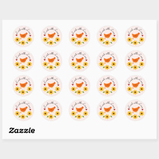 Laid med Kärlek Hen, Egg Carton Round Stickers Runt Klistermärke