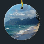 Laie Beach, Hawaii Julgransprydnad Keramik<br><div class="desc">Laie,  Hawaii,  Underbar väg till spara,  ett underbart minne av ett besök på en vacker strand i Laie,  som ligger på Hawaiis nordshore. celeste@khoncepts.com</div>