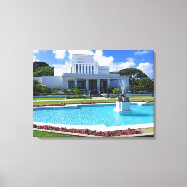 Laie, Hawaii Mormon Temple Canvastryck (Framsida)