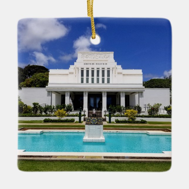 Laie Hawaii Temple Julgransprydnad Keramik (Framsida)