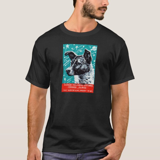 Laika 1957 utrymmehunden tee shirt (Framsida)