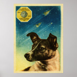 Laika - poster av sovjetisk vintage