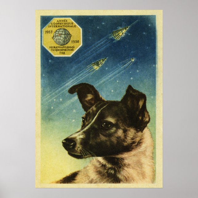 Laika - poster av sovjetisk vintage (Framsidan)