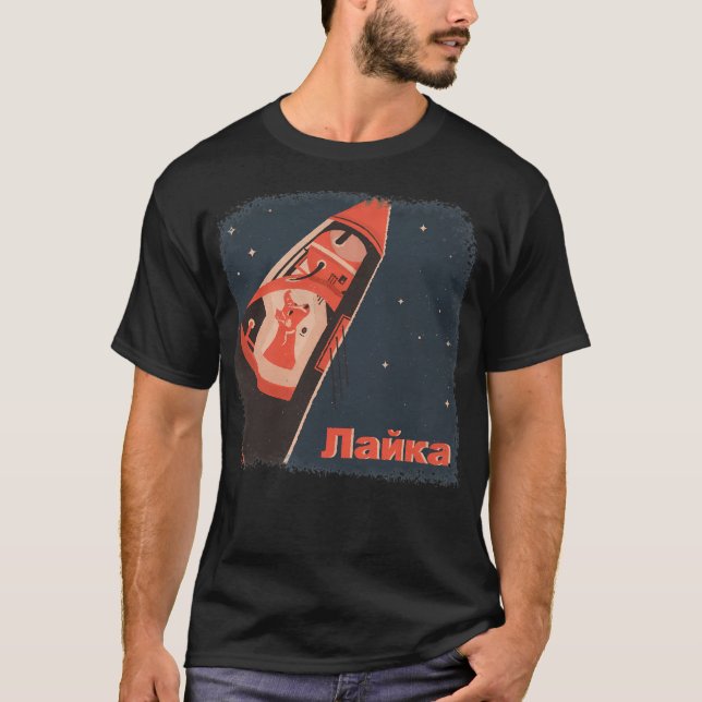 Laika Space-Hund på Sovjetunionens Sputnik-rymdske T Shirt (Framsida)