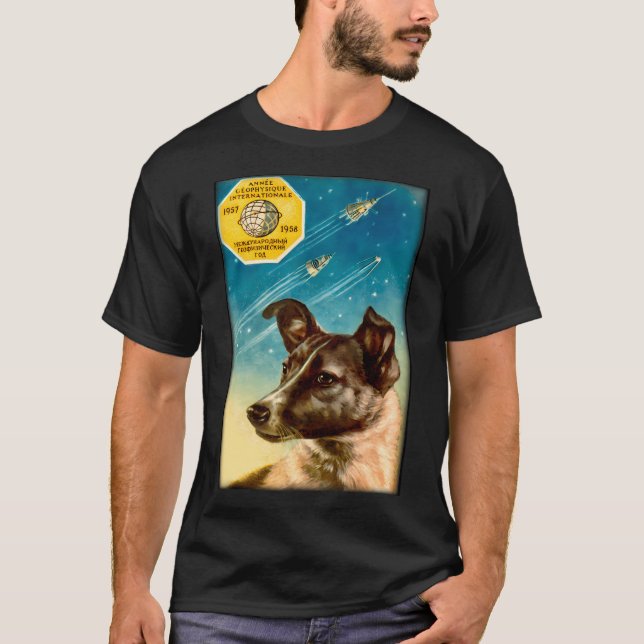 Laika Sputnik 2 ryska rymdorganisationen Hund T Shirt (Framsida)