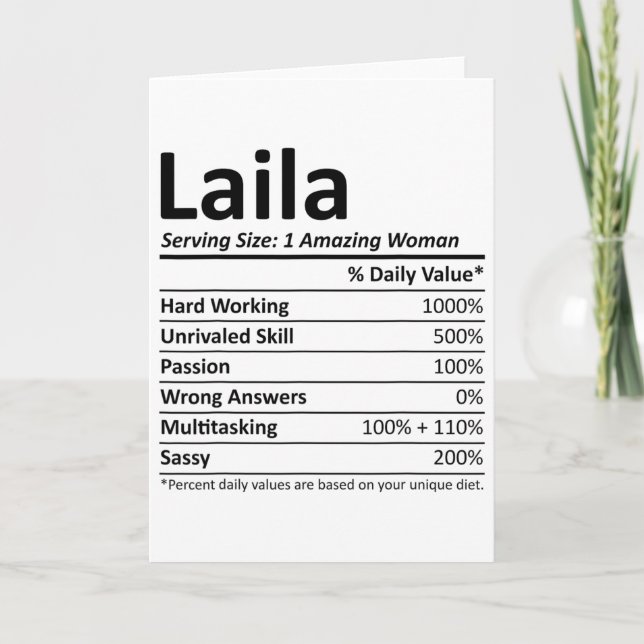 Laila Nutrition Personalized Name Funny Christmas  Kort (Framsida)
