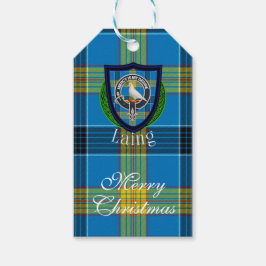 Laing Skotska klanens tartan & vapensköld Presentetikett