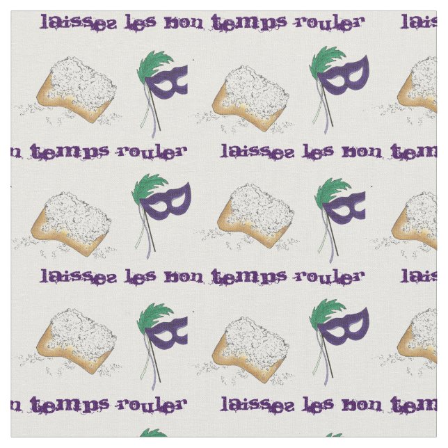 Laissez Les Bon Temps Rouler Mardi Gras Beignet Tyg (Närbild)
