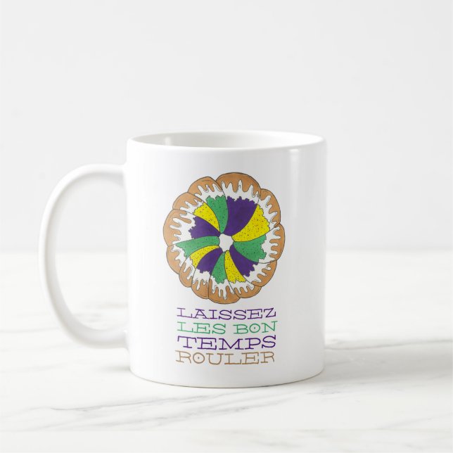 Laissez Les Bon Temps Rouler Mardi Gras Kung Cake Kaffemugg (Vänster)