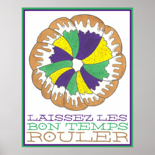 Laissez Les Bon Temps Rouler Mardi Gras Kung Cake Poster