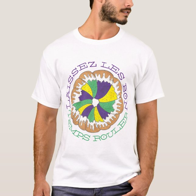 Laissez Les Bon Temps Rouler Mardi Gras Kung Cake T Shirt (Framsida)