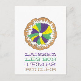 Laissez Les Bon Temps Rouler Mardi Gras Kung Cake Vykort