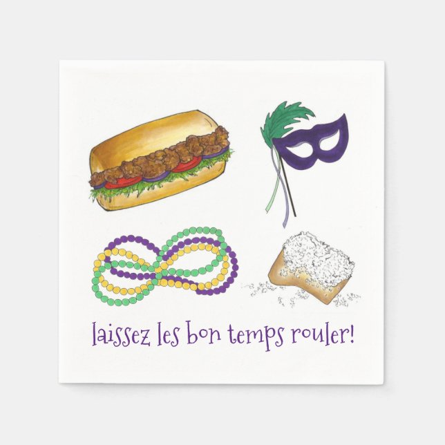 Laissez Les Bon Temps Rouler Mardi Gras NOLA Pappersservett (Framsidan)