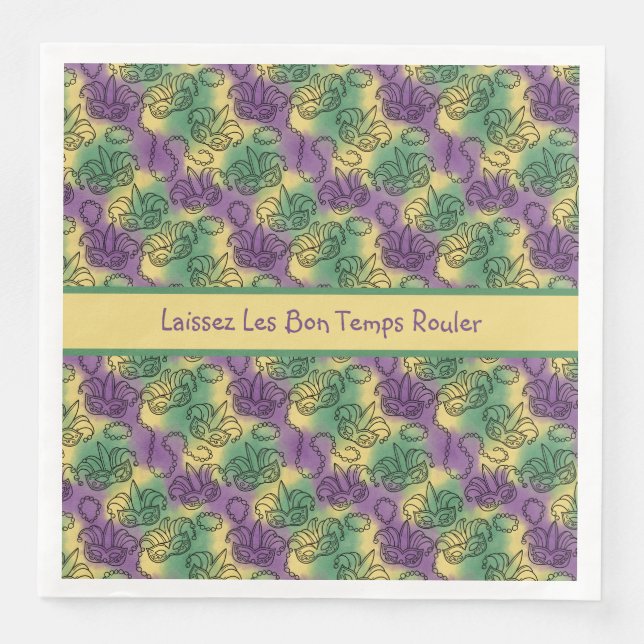 Laissez Les Bon Temps Rouler Mardi Gras Pappersservett (Framsida)