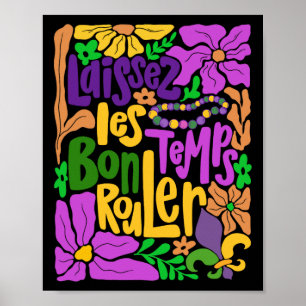 Laissez Les Bon Temps Rouler Mardi Gras Pärlor Boh Poster