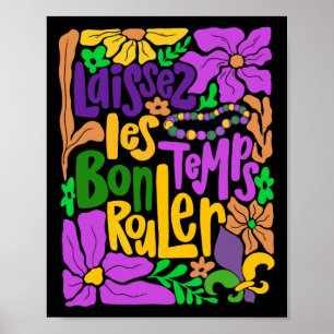 Laissez Les Bon Temps Rouler Mardi Gras Pärlor Boh Poster