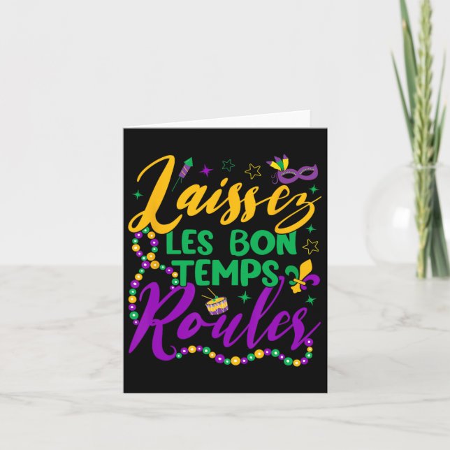 Laissez Les Bon Temps Rouler Mardi Gras Pärlor Fle Kort (Framsida)