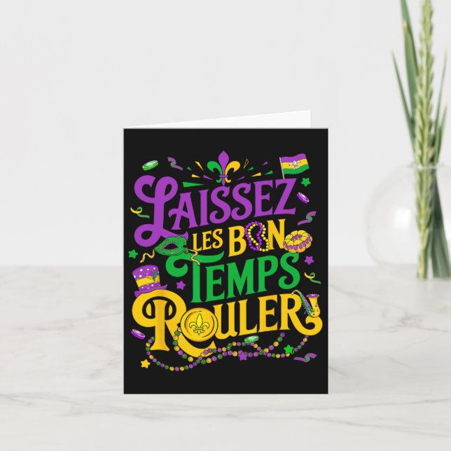 Laissez Les Bon Temps Rouler Mardi Gras Pärlor Fle Kort (Framsida)