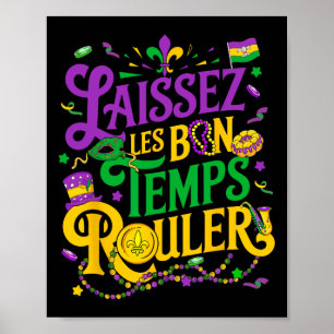 Laissez Les Bon Temps Rouler Mardi Gras Pärlor Fle Poster