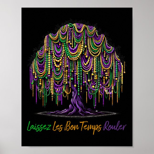 Laissez Les Bon Temps Rouler Mardi Gras Träd Pärlo Poster (Framsidan)