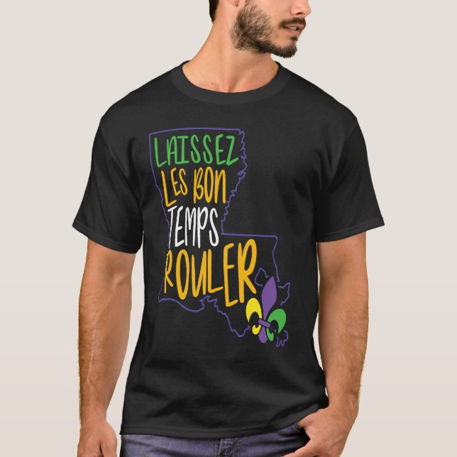 Laissez Les Bon Temps Rouler New Orleans Fleur De T Shirt (Framsida)