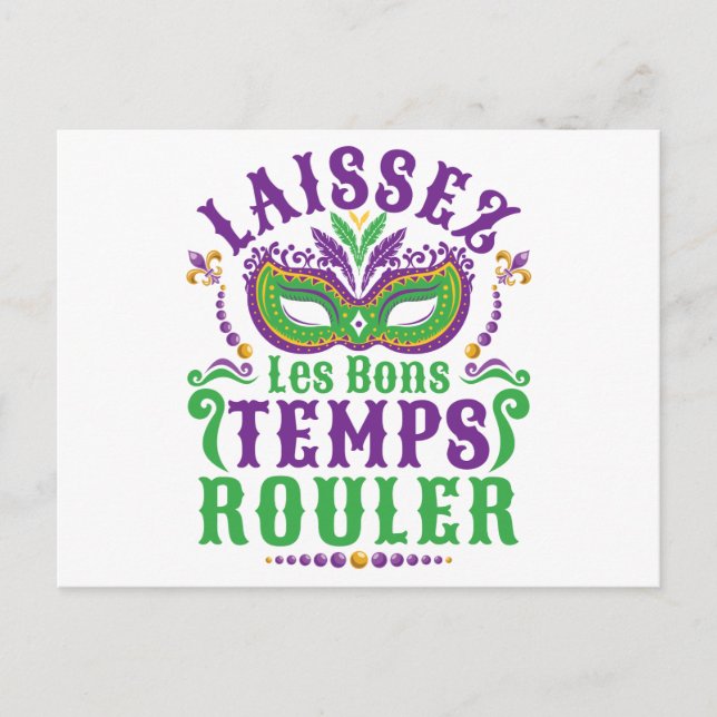 Laissez Les Bons Temps Rouler Mardi Gras Vykort (Framsida)
