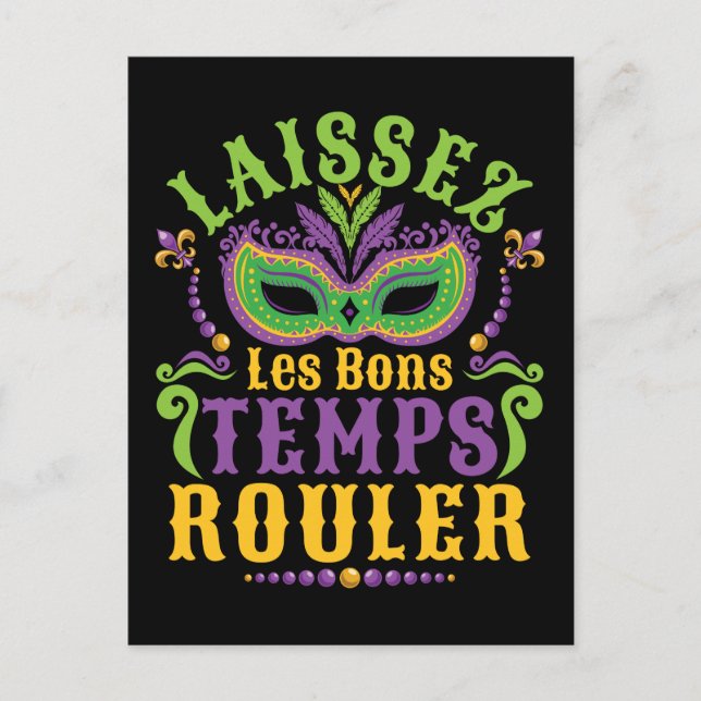 Laissez Les Bons Temps Rouler Mardi Gras Vykort (Framsida)