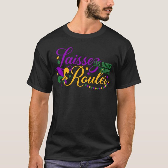 Laissez Les Bons Temps Rouler Retro Mardi Gras Car T Shirt (Framsida)