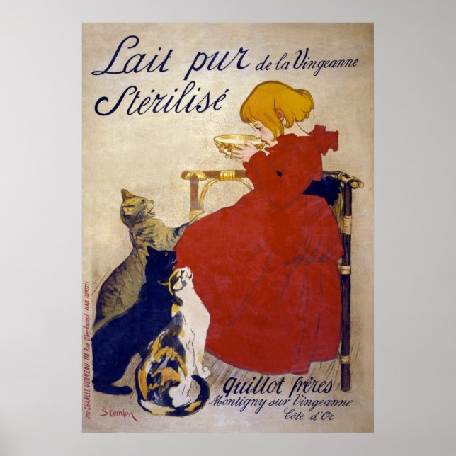 Lait pur stérilisé de la Vingeanne, Steinlen Poster (Framsidan)
