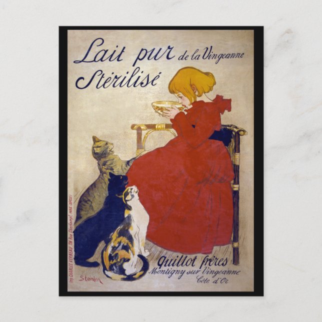 Lait pur stérilisé de la Vingeanne, Steinlen Vykort (Framsida)