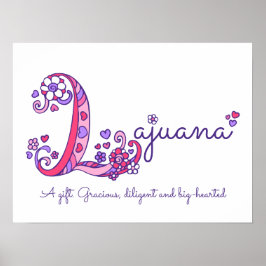 Lajuana initial L doodle hjärtart namn Poster