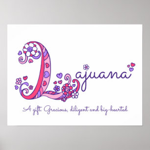 Lajuana initial L klotter hjärta konst namn betyde Poster
