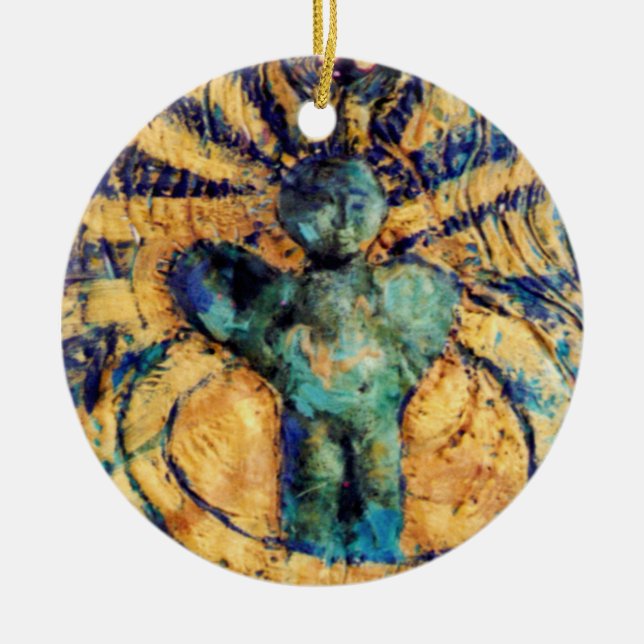 Läka ängelprydnaden julgransprydnad keramik (Framsidan)