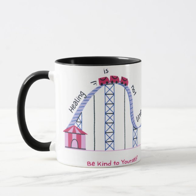 'Läka är inte linjärt' Söt och tröstande citat-mug Mugg (Vänster)