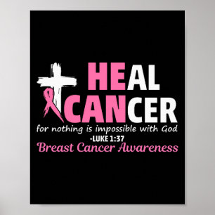 Läka Cancer Kristna Tro På Gud Bröstcancer Medvete Poster